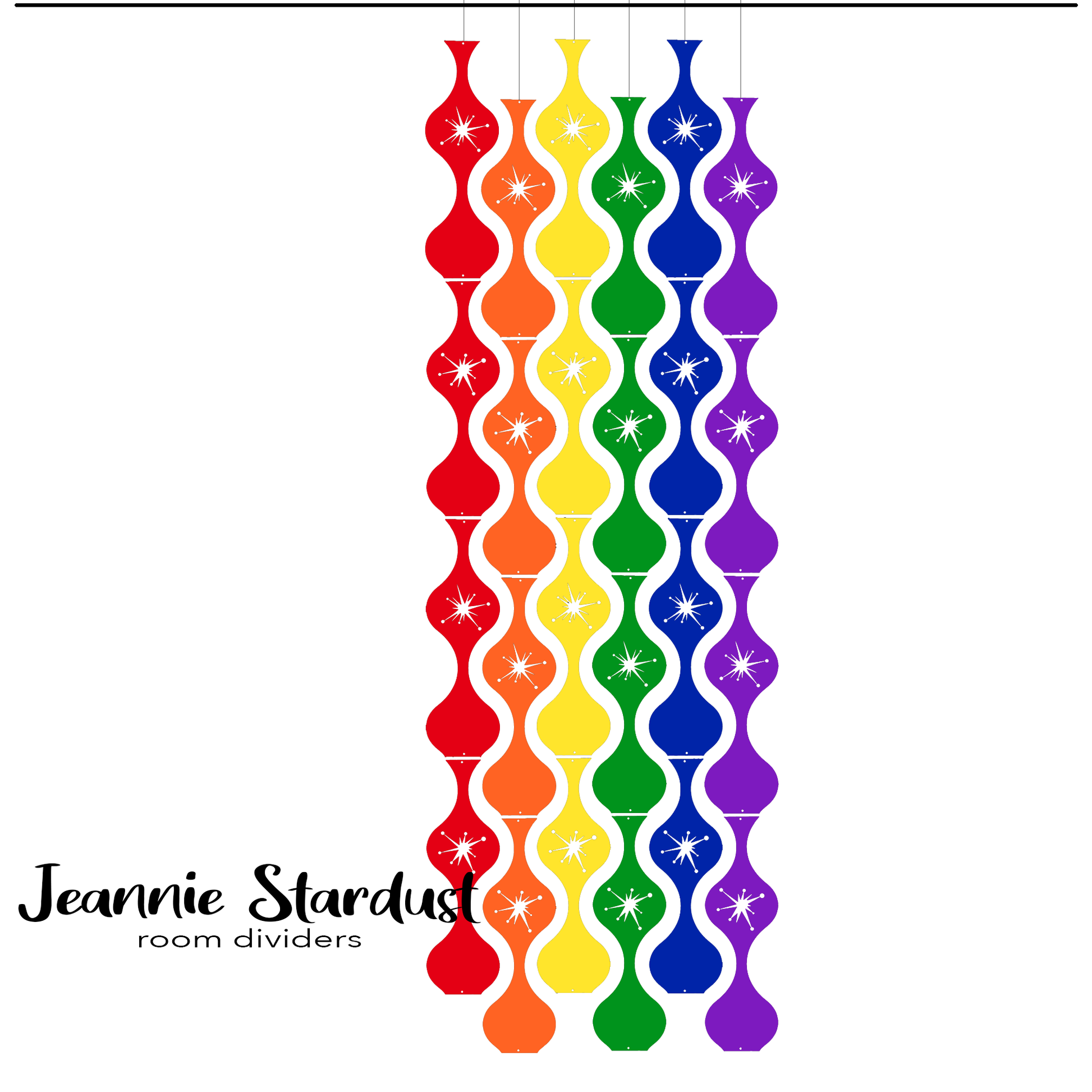 Jeannie Stardust Room Dividers in LGBTQ+ Rainbow Pride Colors by AtomicMobiles.com