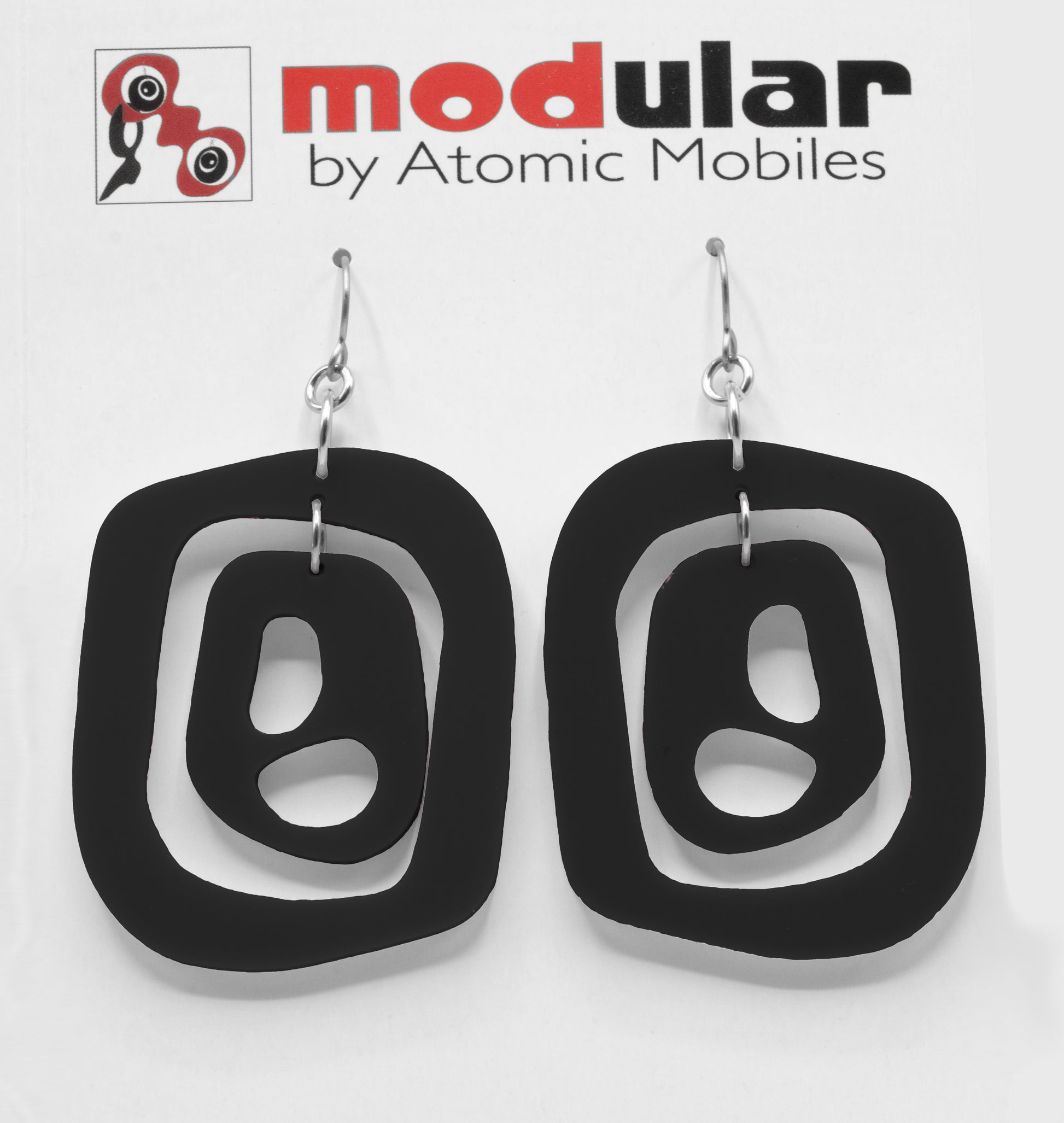 MODular Earrings - Mid 20th Statement Earrings in Black by AtomicMobiles.com - retro era mod handmade jewelry