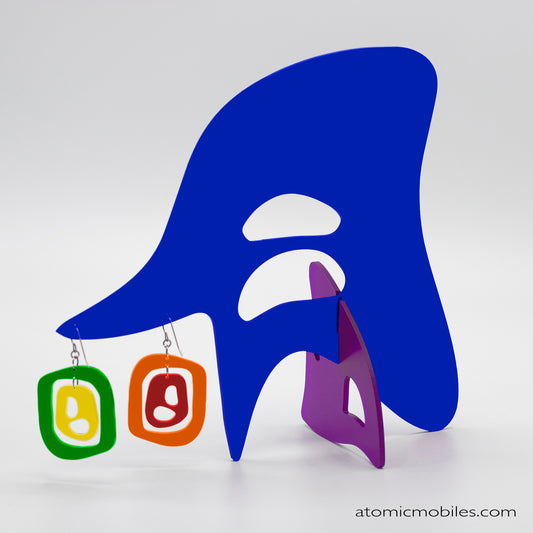 MCM Mid 20th LGBTQ+ Rainbow Pride Modern Art Earrings + Sculptures - kinetic table top stabiles - mobiles by AtomicMobiles.com