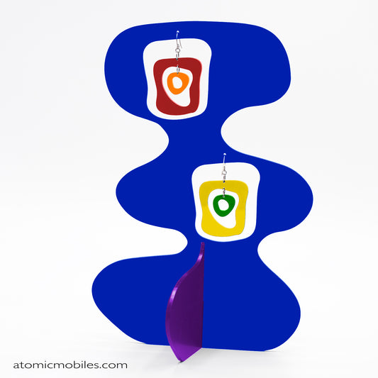 Mid Mod MCM Style LGBTQ+ Rainbow Pride Modern Art Earrings + Sculptures - kinetic table top stabiles - mobiles by AtomicMobiles.com
