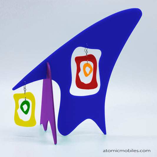 LGBTQ Rainbow Pride Modern Bliss Tabletop Sculpture + Earrings in Blue by AtomicMobiles.com
