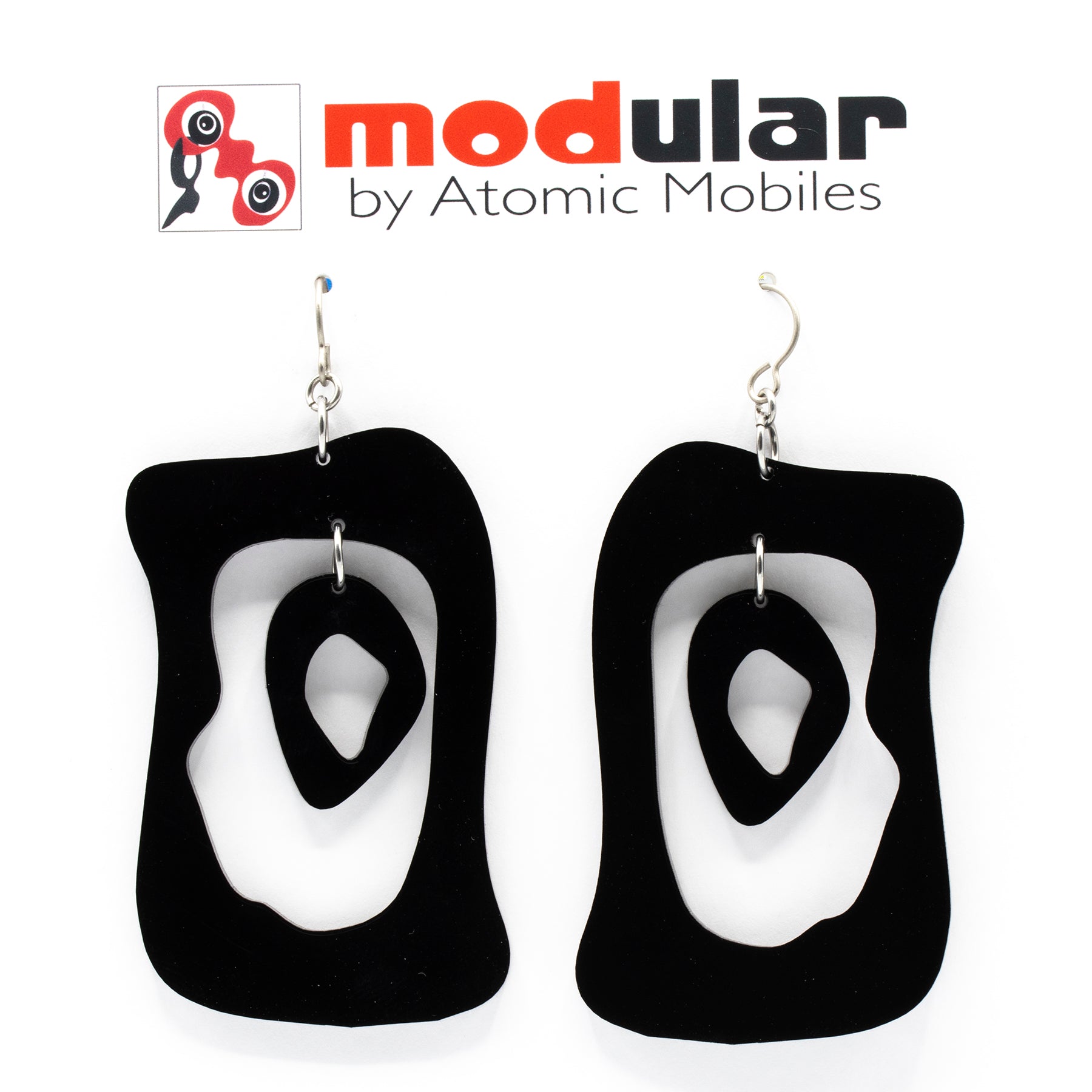 MODular Earrings - Modern Bliss Statement Earrings in Black by AtomicMobiles.com - retro era inspired mod handmade jewelry