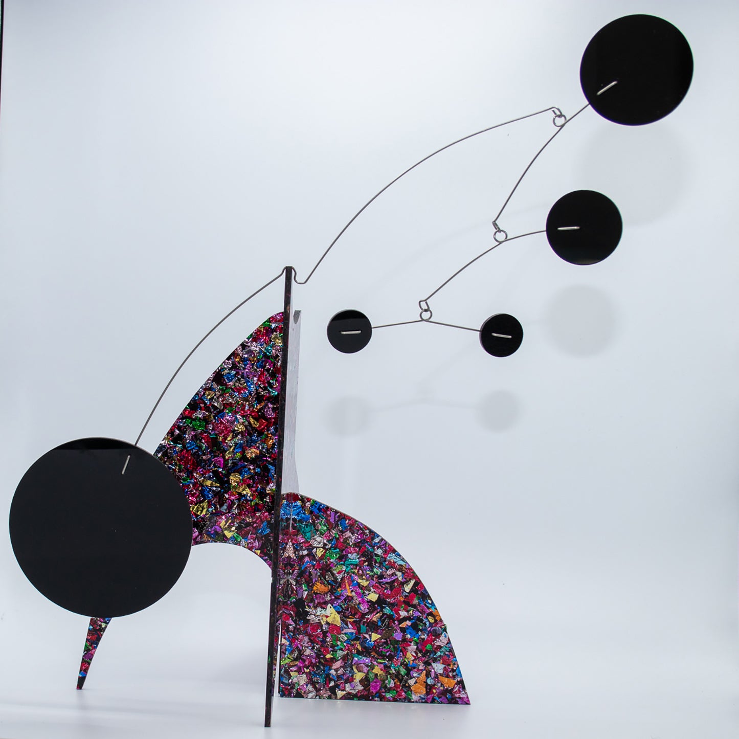Moderne Exotics Stabile - bold multi color embedded foil - table top mobiles by AtomicMobiles.com