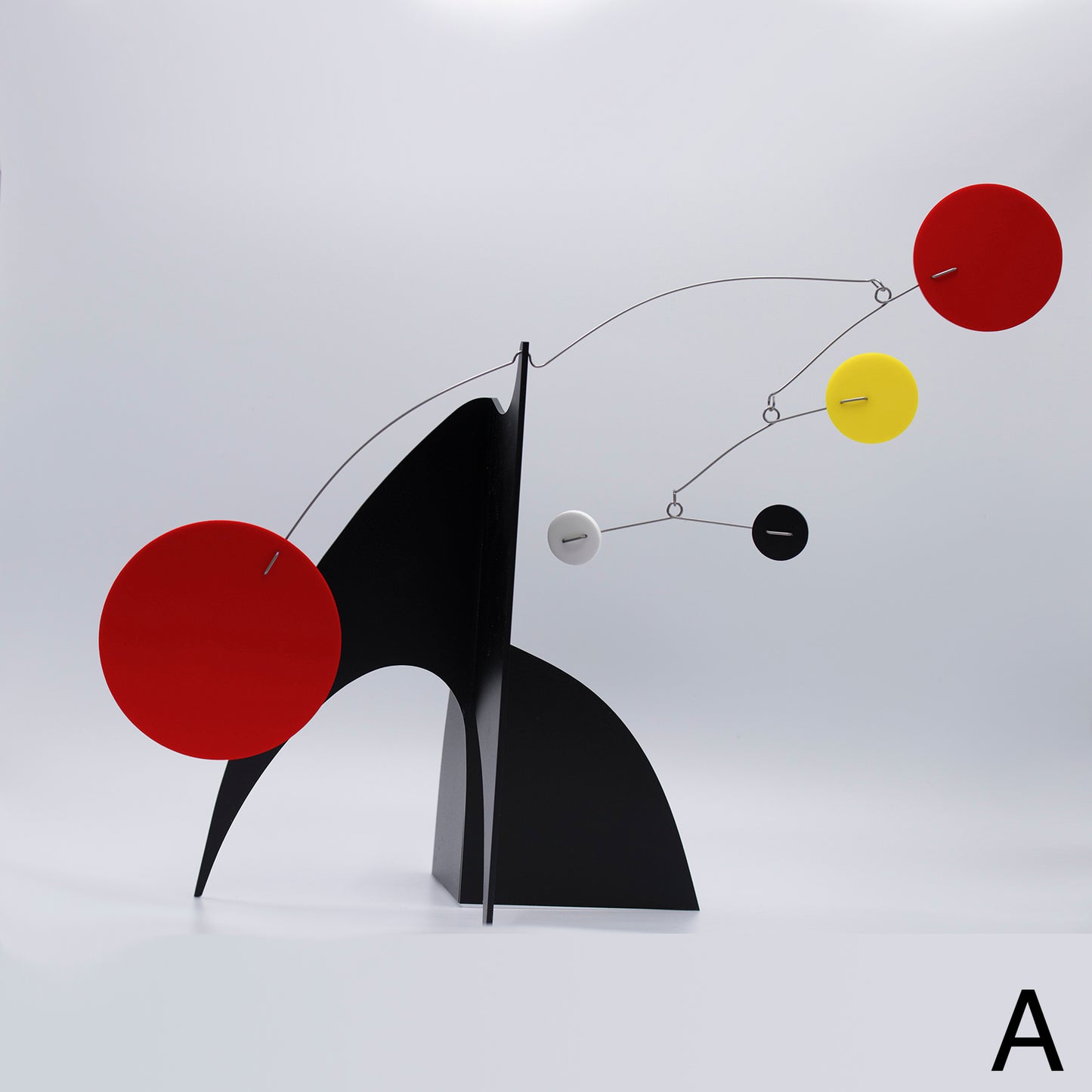 The Moderne Kinetic Art Stabile Sculpture by AtomicMobiles.com - black, red, white, yellow