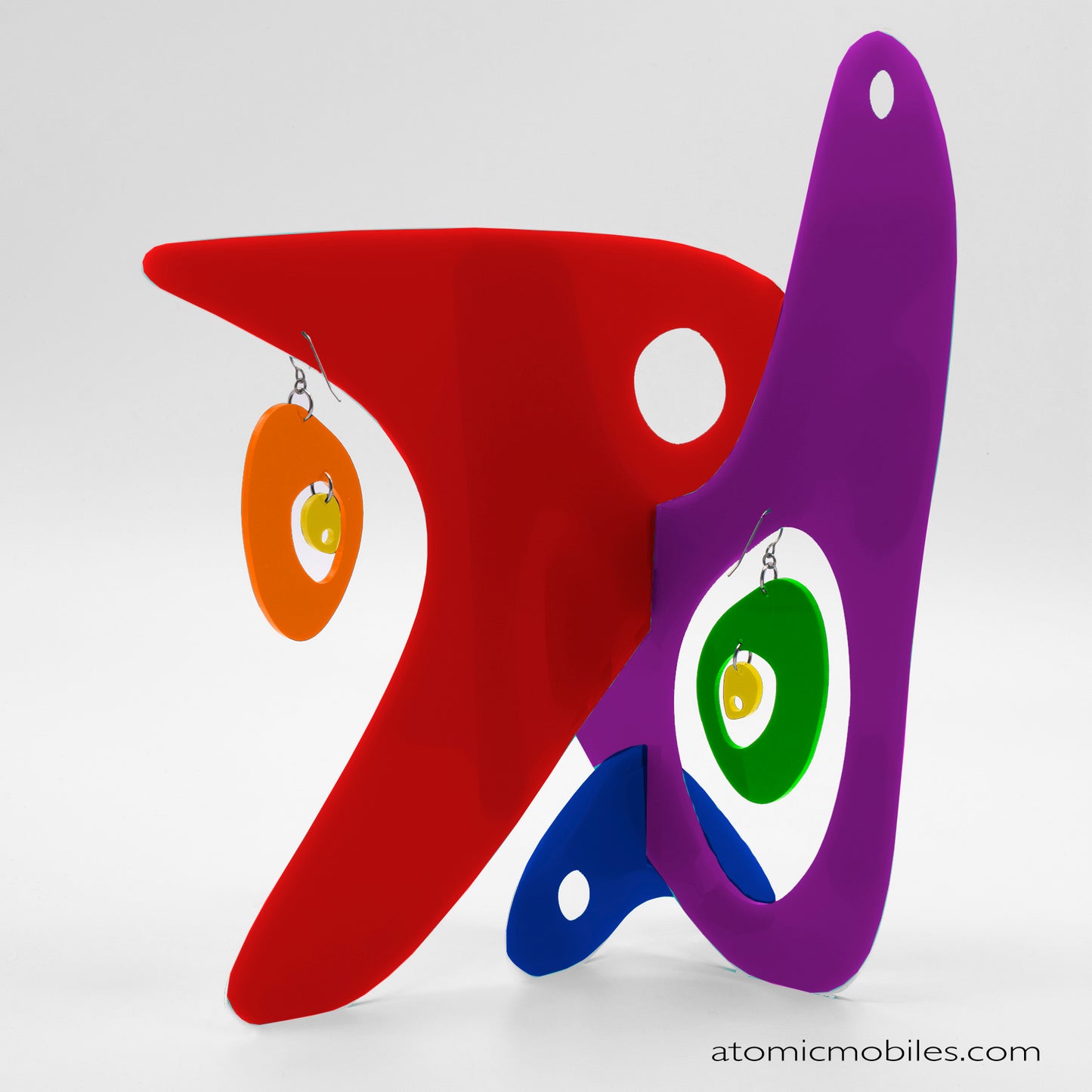 LGBTQ Rainbow Pride Modernist Tabletop Sculpture + Earrings in Red by AtomicMobiles.com