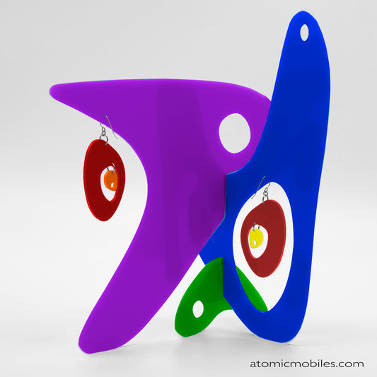 The Modernist MCM Style LGBTQ+ Rainbow Pride Modern Art Earrings + Sculptures - kinetic table top stabiles - mobiles by AtomicMobiles.com