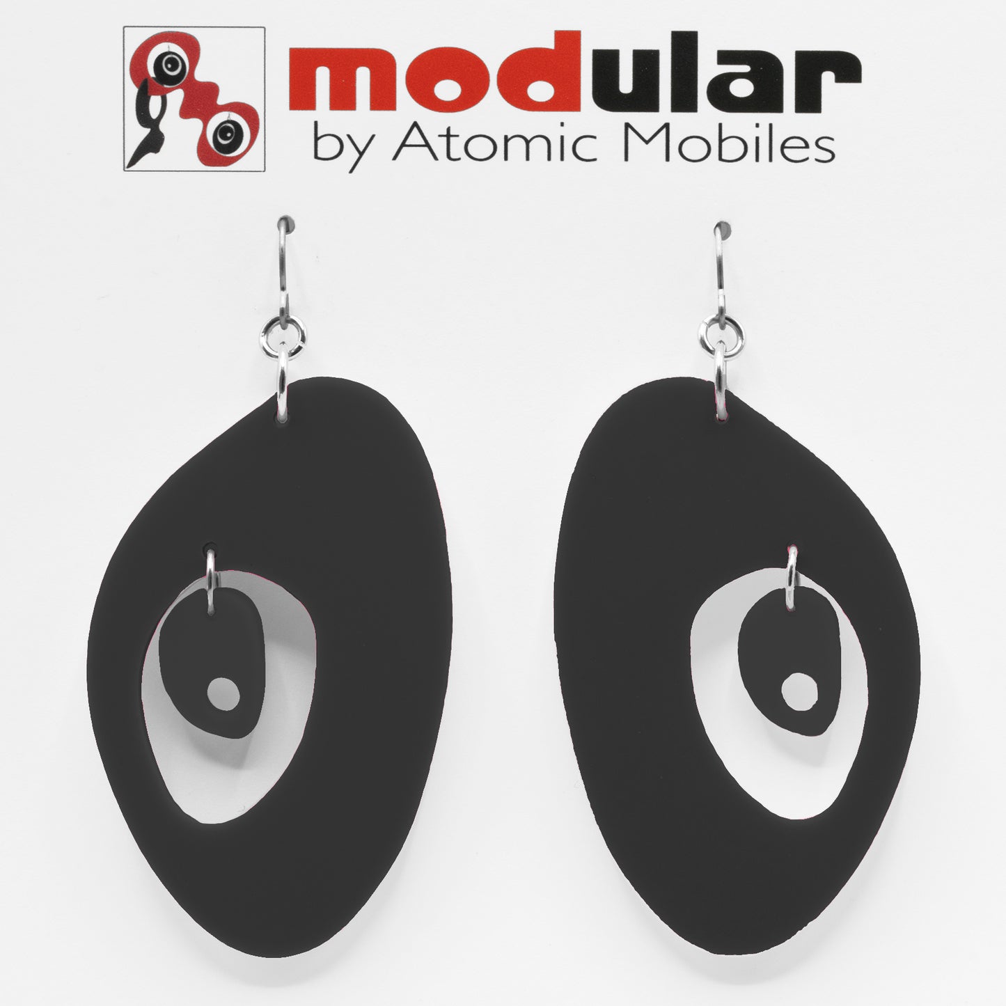 MODular Earrings - The Modernist Statement Earrings in Black by AtomicMobiles.com - retro era inspired mod handmade jewelry