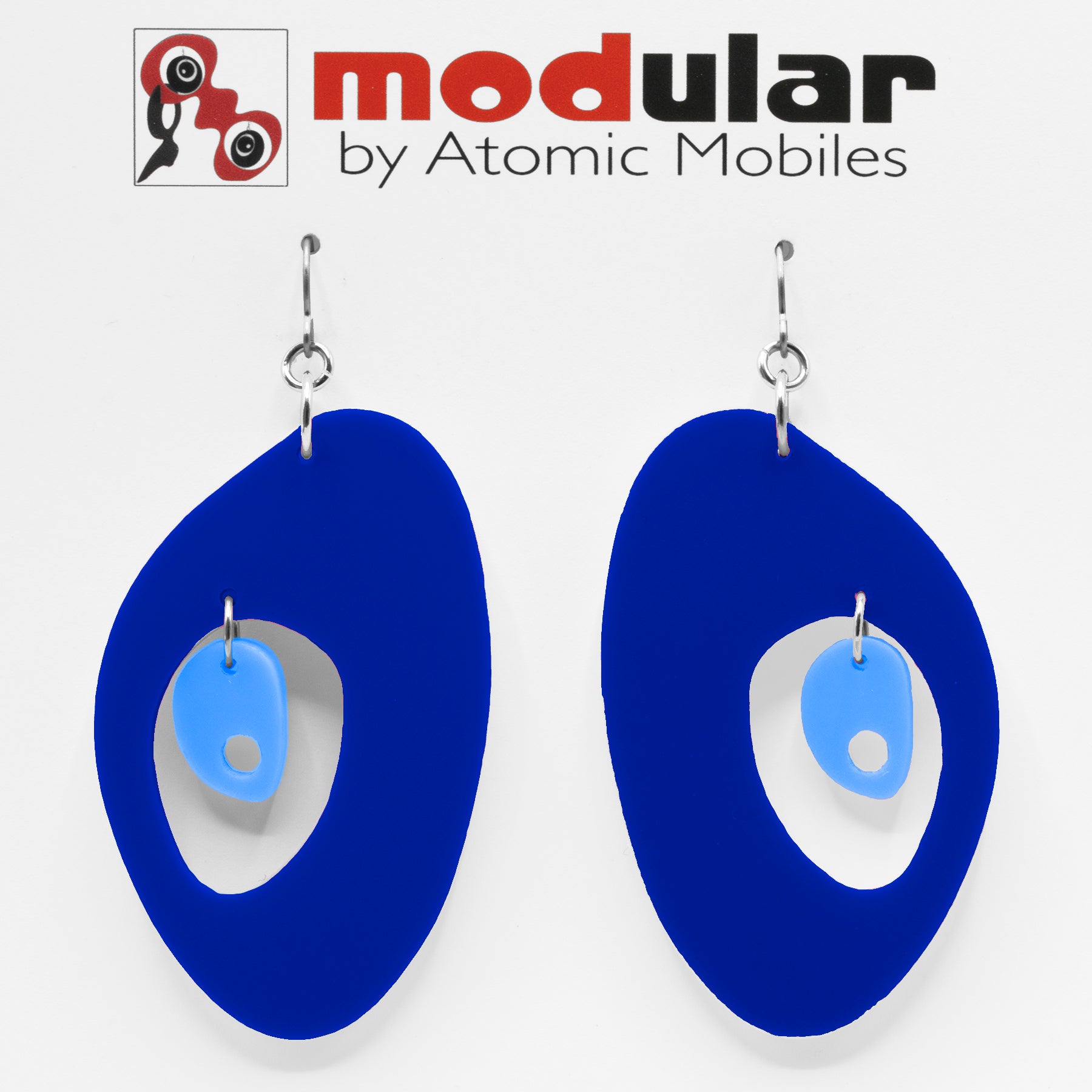 MODular Earrings - The Modernist Statement Earrings in Navy Blue by AtomicMobiles.com - retro era inspired mod handmade jewelry