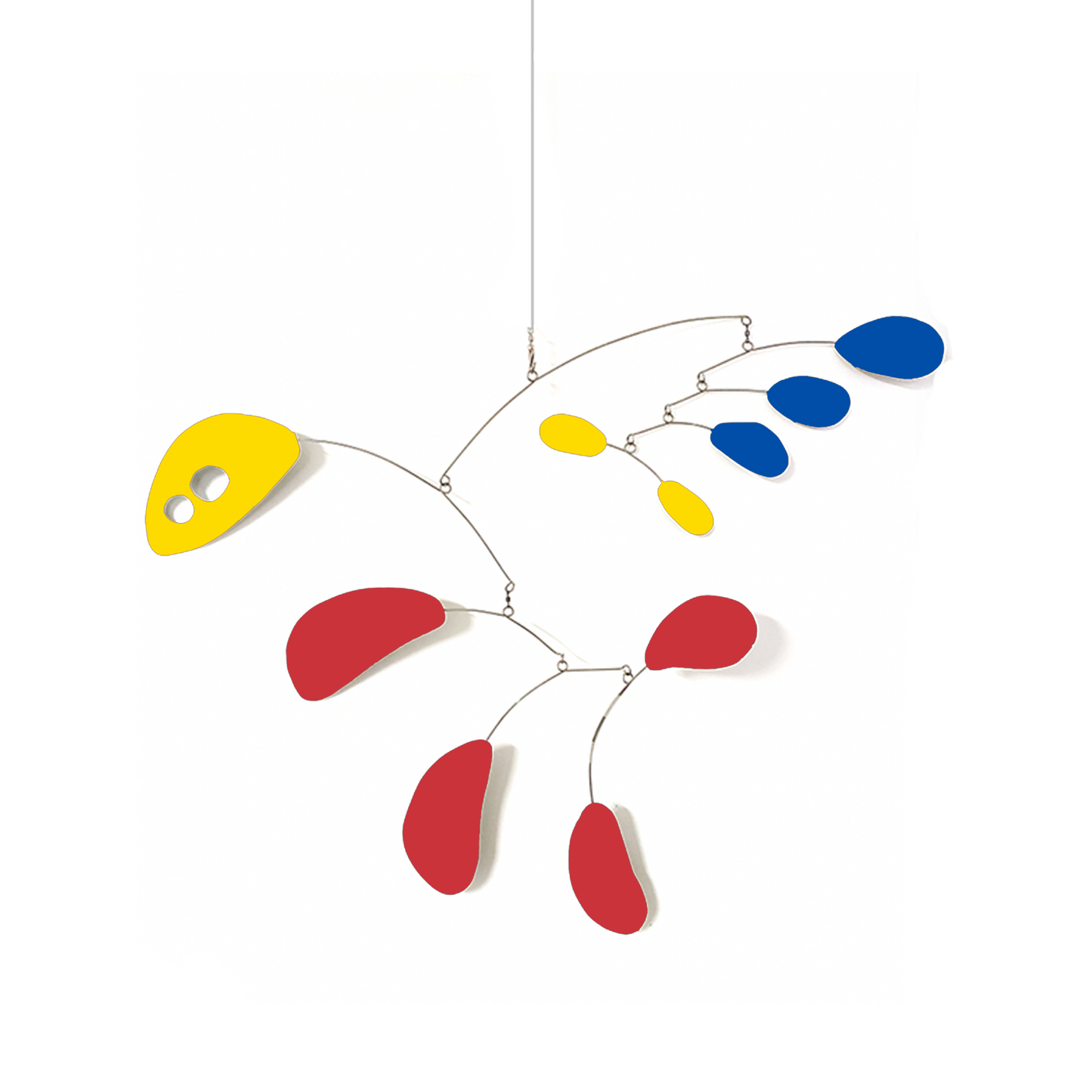 ModCat Mid Century Modern Kinetic Hanging Art Mobile in multi colors of red, blue and yellow by AtomicMobiles.com