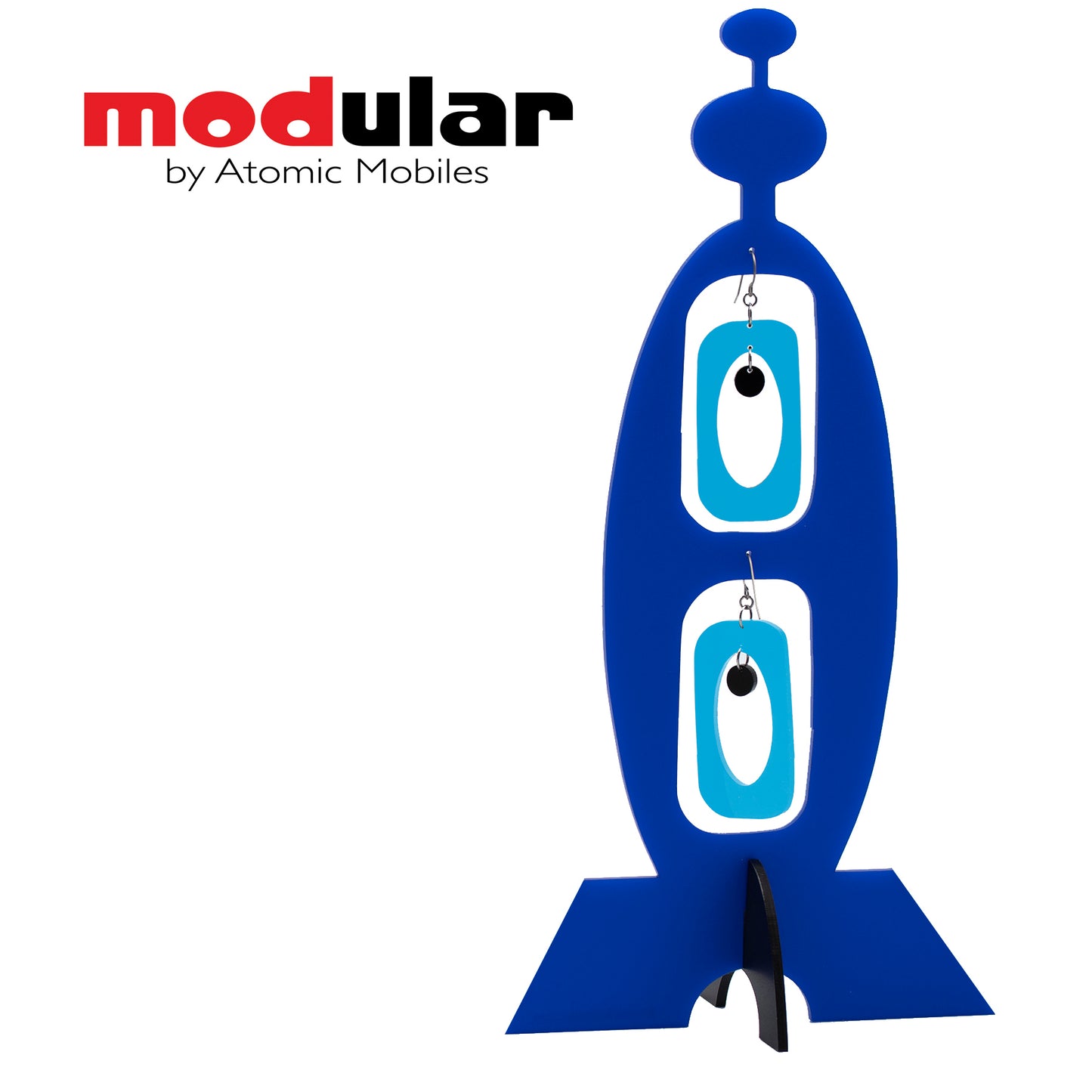 MODular Earrings + Stabile modern art sculpture in Blue by AtomicMobiles.com