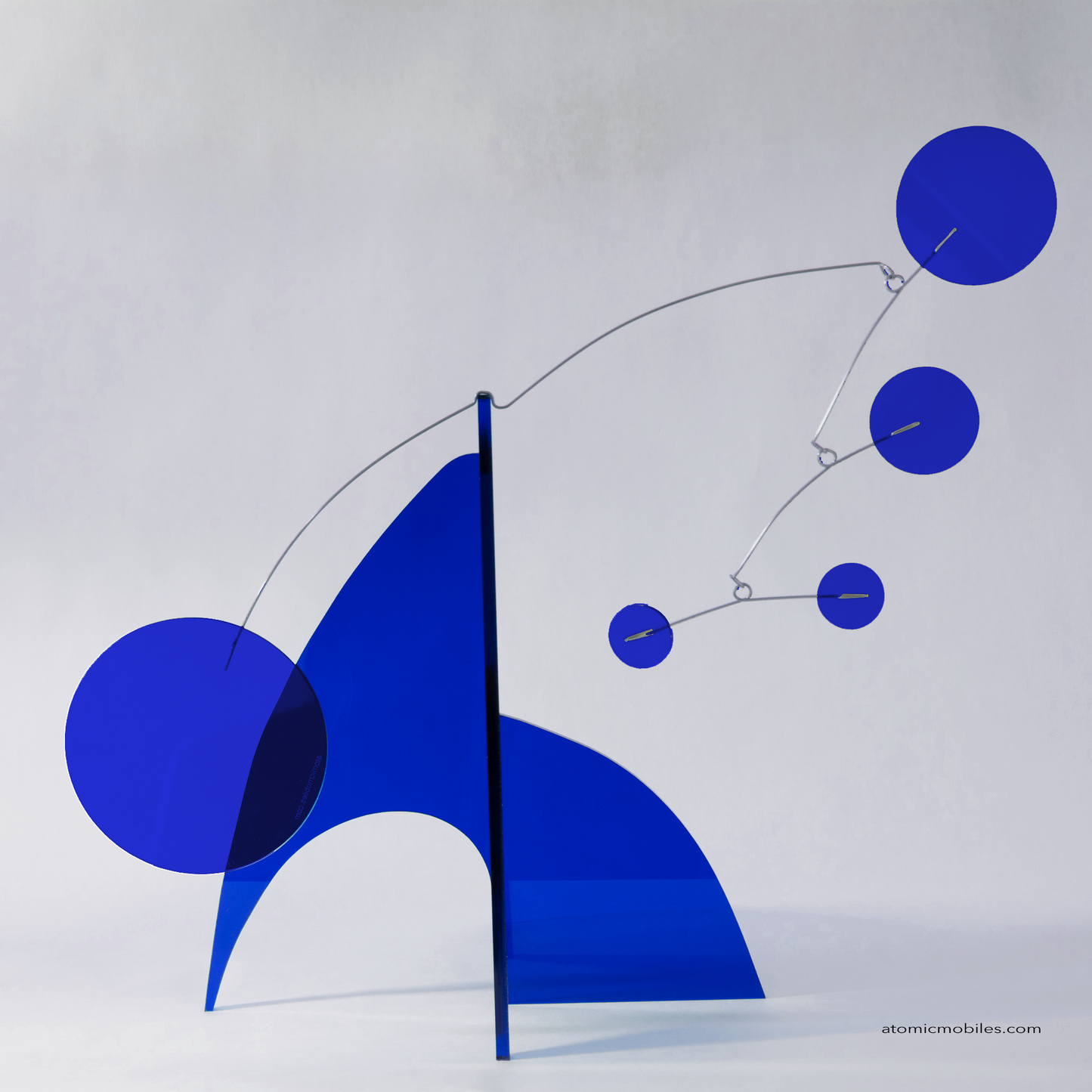 Beautiful Translucent Navy Blue Moderne Art Stabile - mid century modern kinetic art in clear navy blue plexiglass acrylic by AtomicMobiles.com