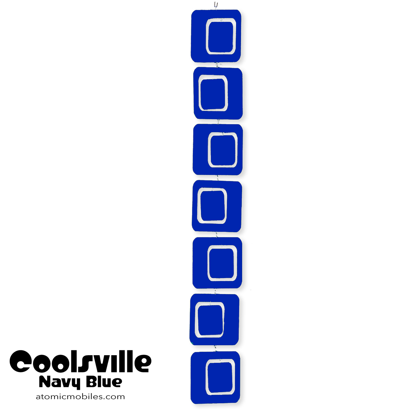 Coolsville kinetic vertical hanging art mobile in Navy Blue by AtomicMobiles.com