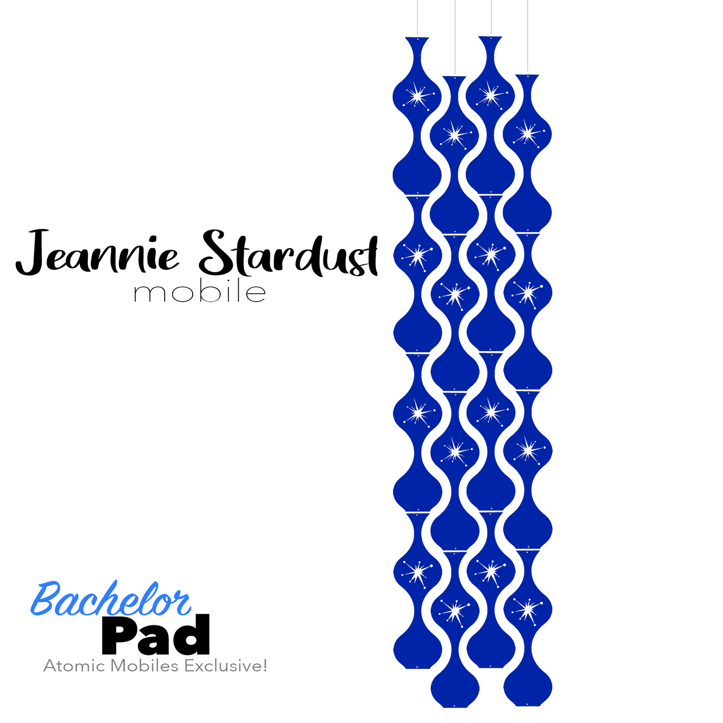 Bachelor Pad Jeannie Stardust Hanging Art Mobile - mid century modern home decor in Navy Blue - by AtomicMobiles.com