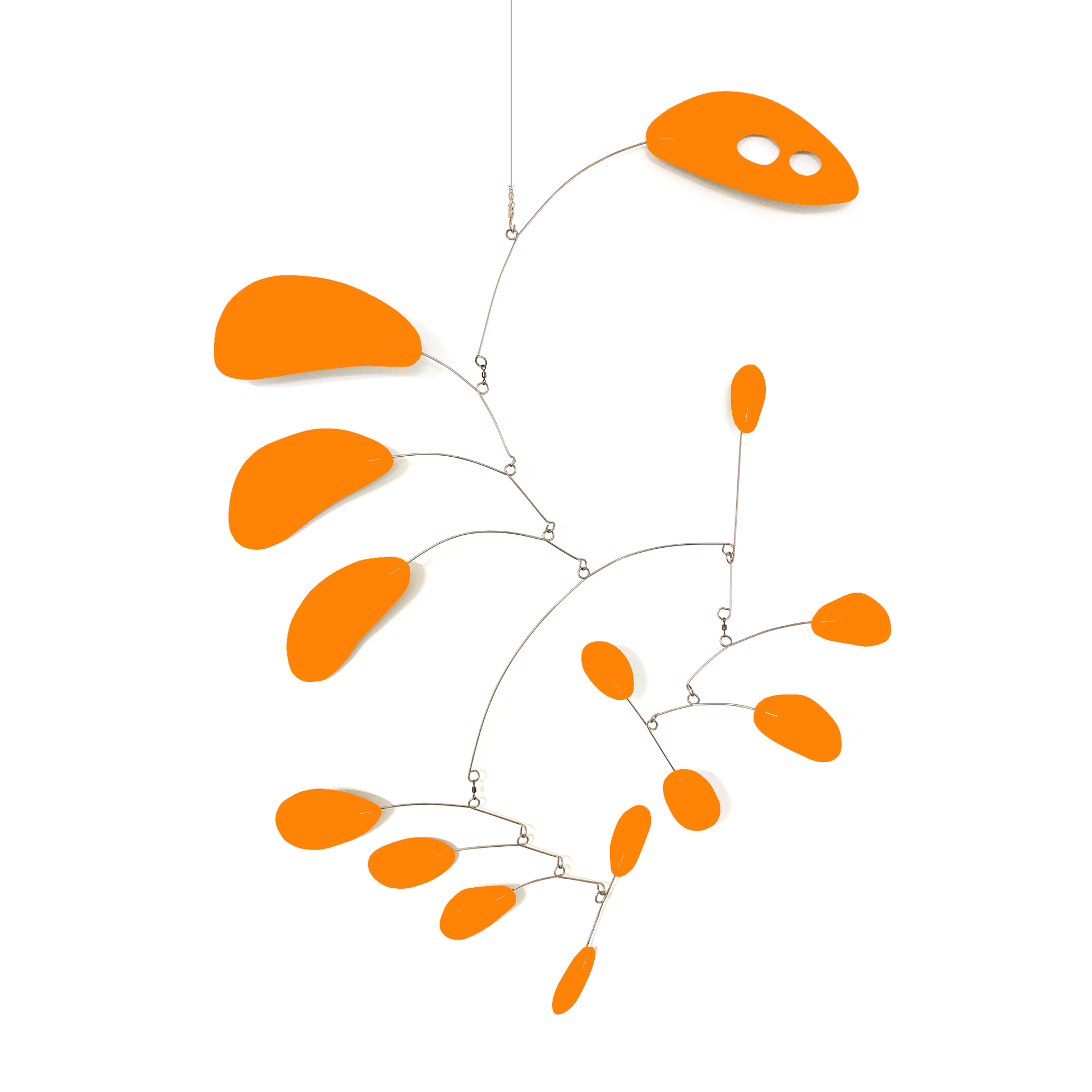 CoolCat mid century modern inspired hanging kinetic art mobile in Palm Springs Orange by AtomicMobiles.com