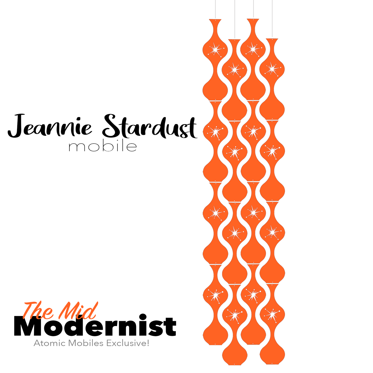 The Mid Modernist Jeannie Stardust Hanging Art Mobile - mid century modern home decor in Orange - by AtomicMobiles.com