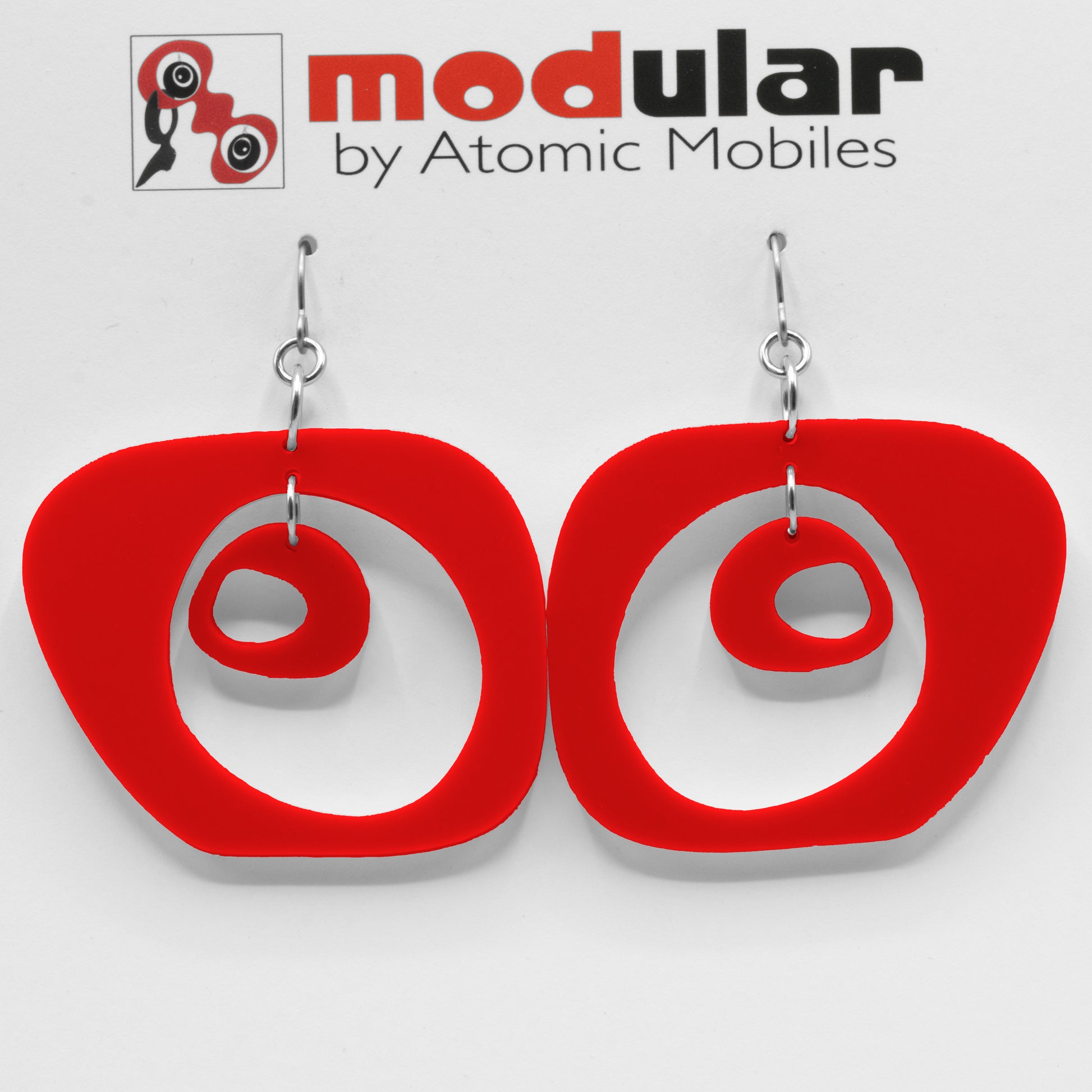 Paris Statement Earrings in Red - modern fashion inspired dangle earrings - handmade mod jewelry by AtomicMobiles.com