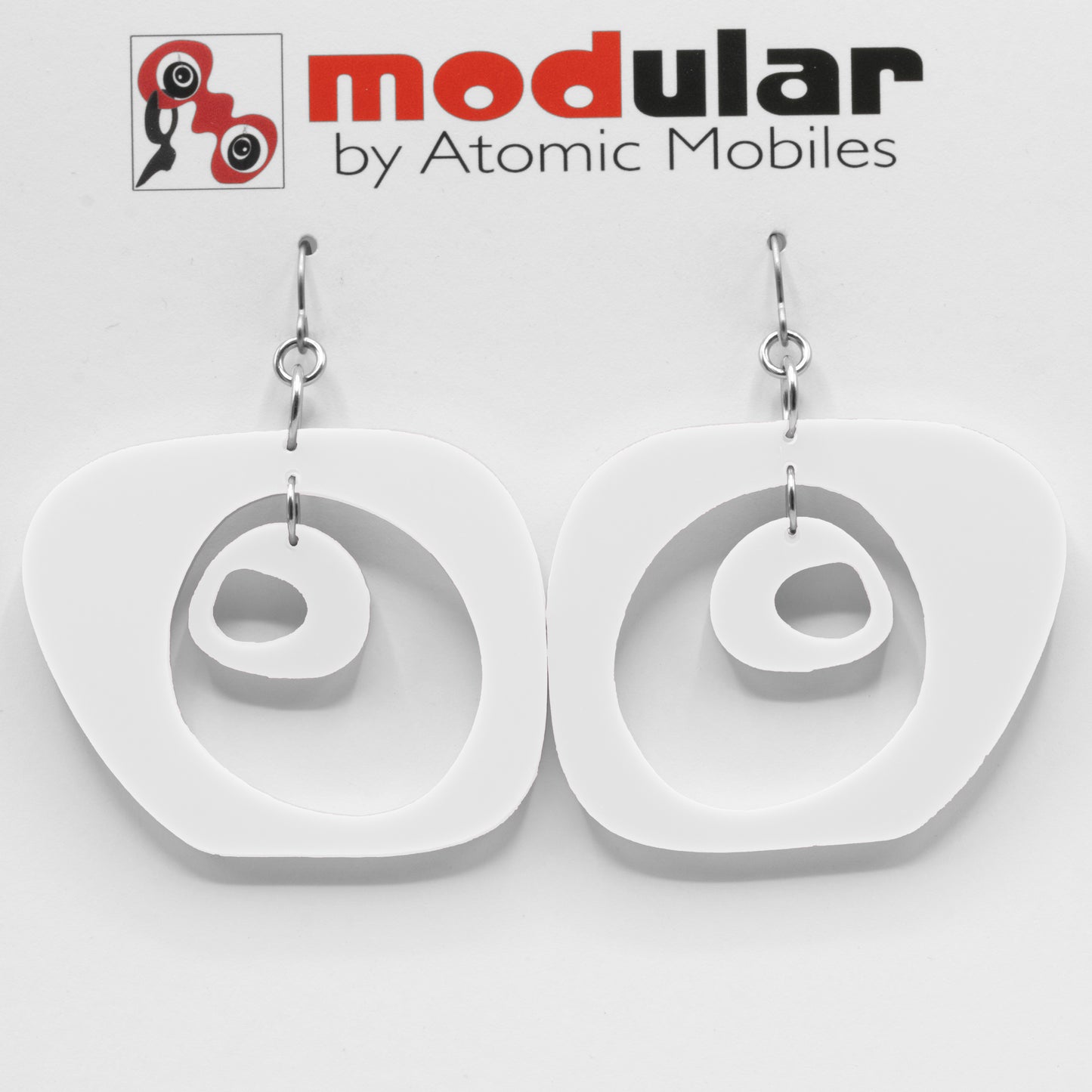 Paris Statement Earrings in White - modern fashion inspired dangle earrings - handmade mod jewelry by AtomicMobiles.com