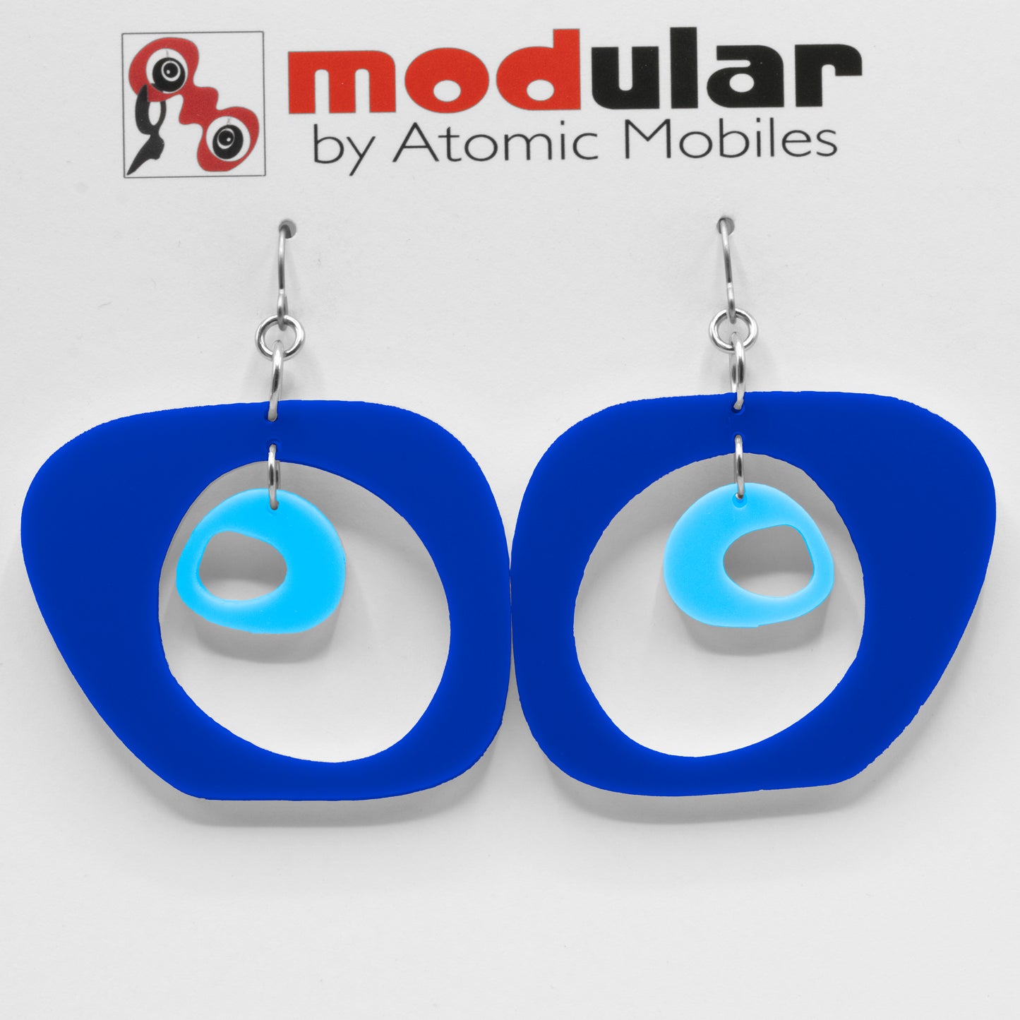 MODular Earrings - Paris Statement Earrings in Navy Blue by AtomicMobiles.com - retro era inspired mod handmade jewelry