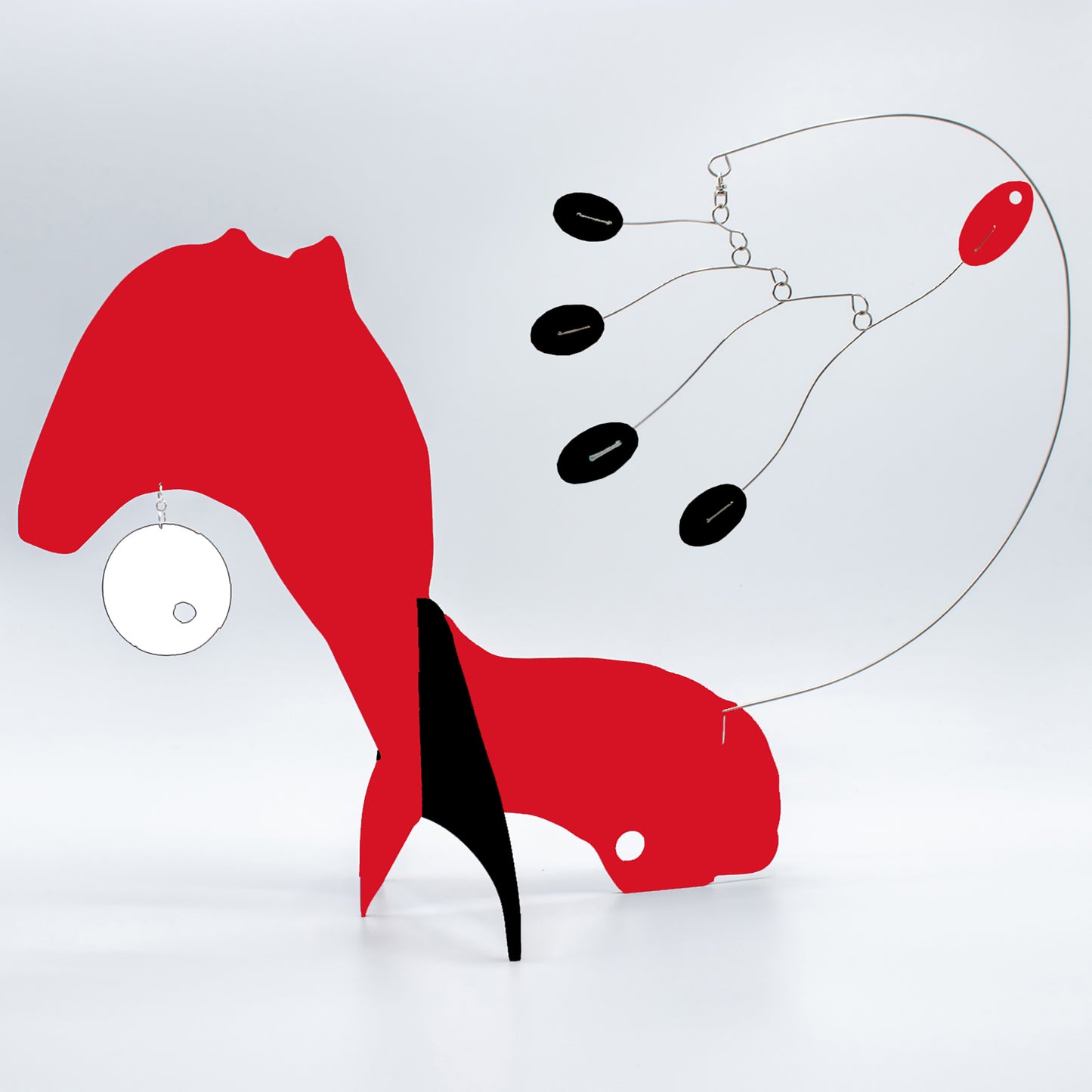 KinetiCats Collection Fox in Red, Black, and White - one of 12 Modern Cute Abstract Animal Art Sculpture Kinetic Stabiles inspired by Dada and mid century modern style art by AtomicMobiles.com