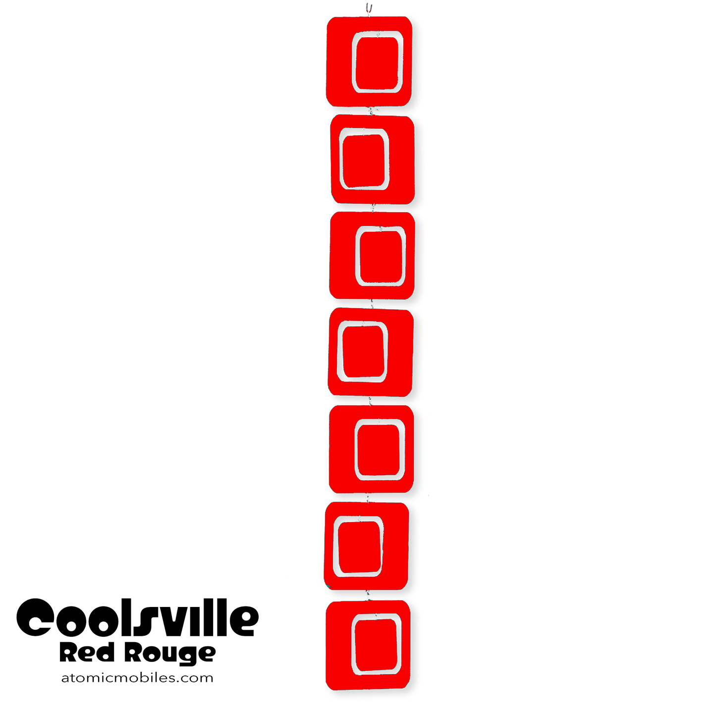 Coolsville kinetic vertical hanging art mobile in Red by AtomicMobiles.com