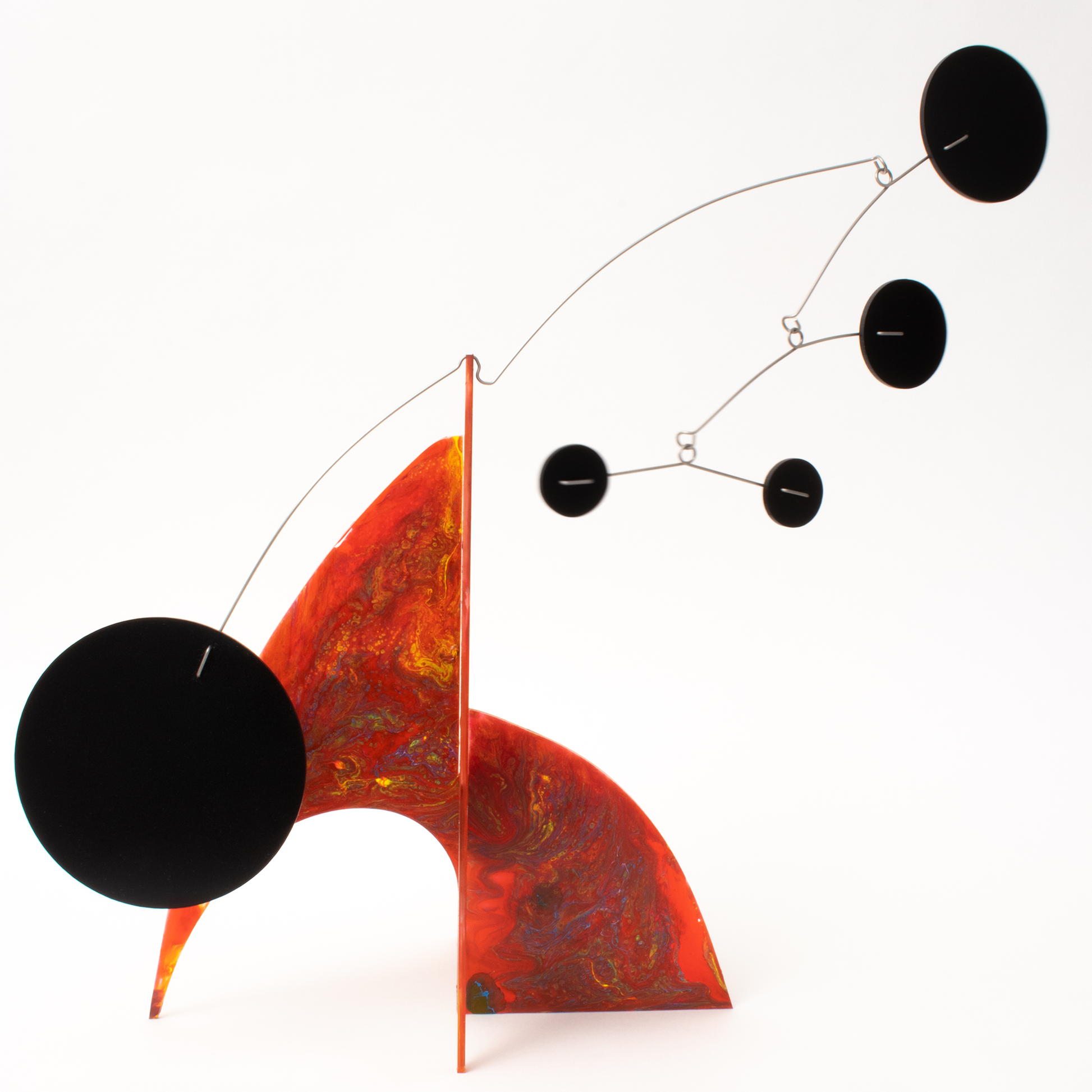 Stunning Red Hand Painted Modern Art Stabile Sculpture by AtomicMobiles.com