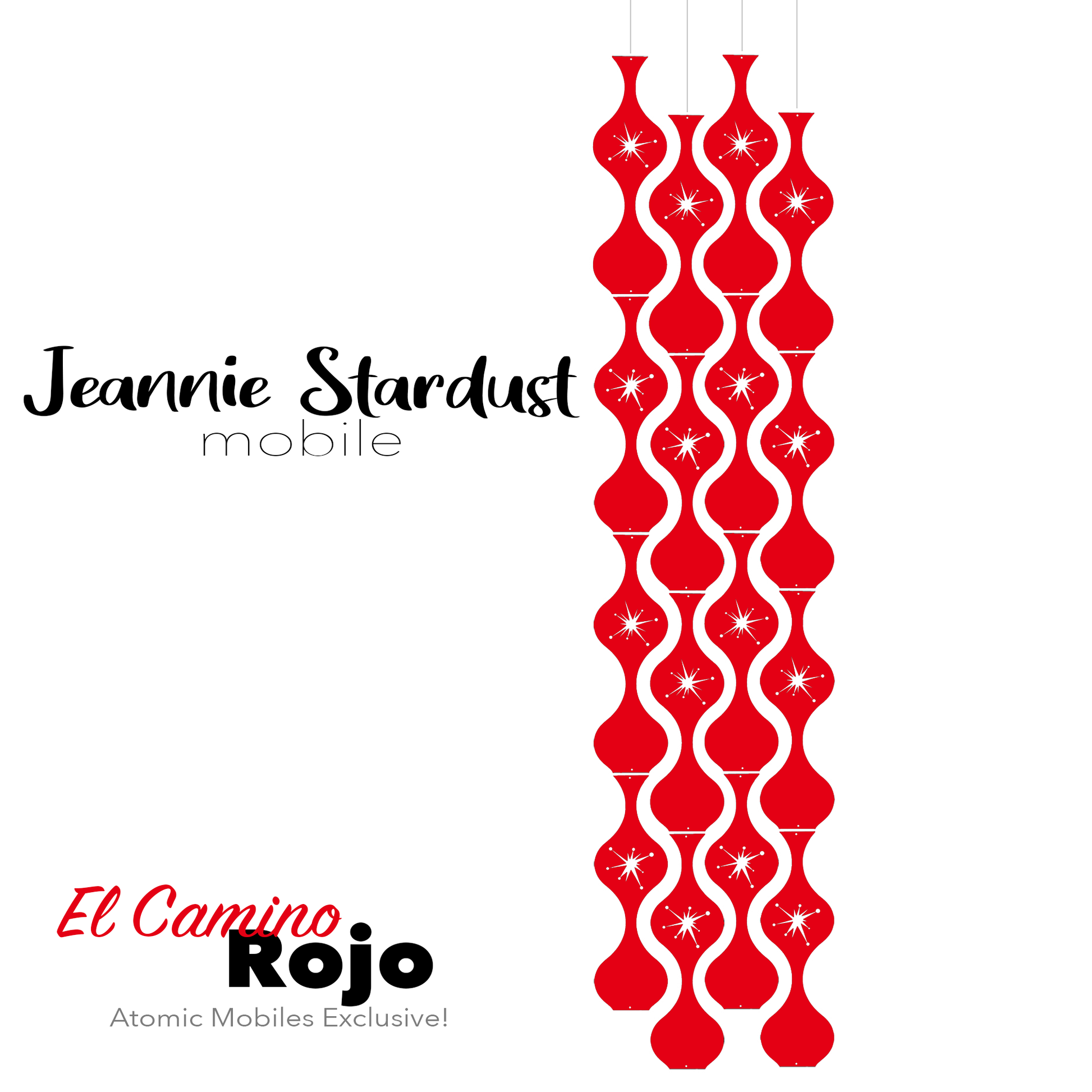 El Camino Rojo Jeannie Stardust Hanging Art Mobile - mid century modern home decor in Red - by AtomicMobiles.com
