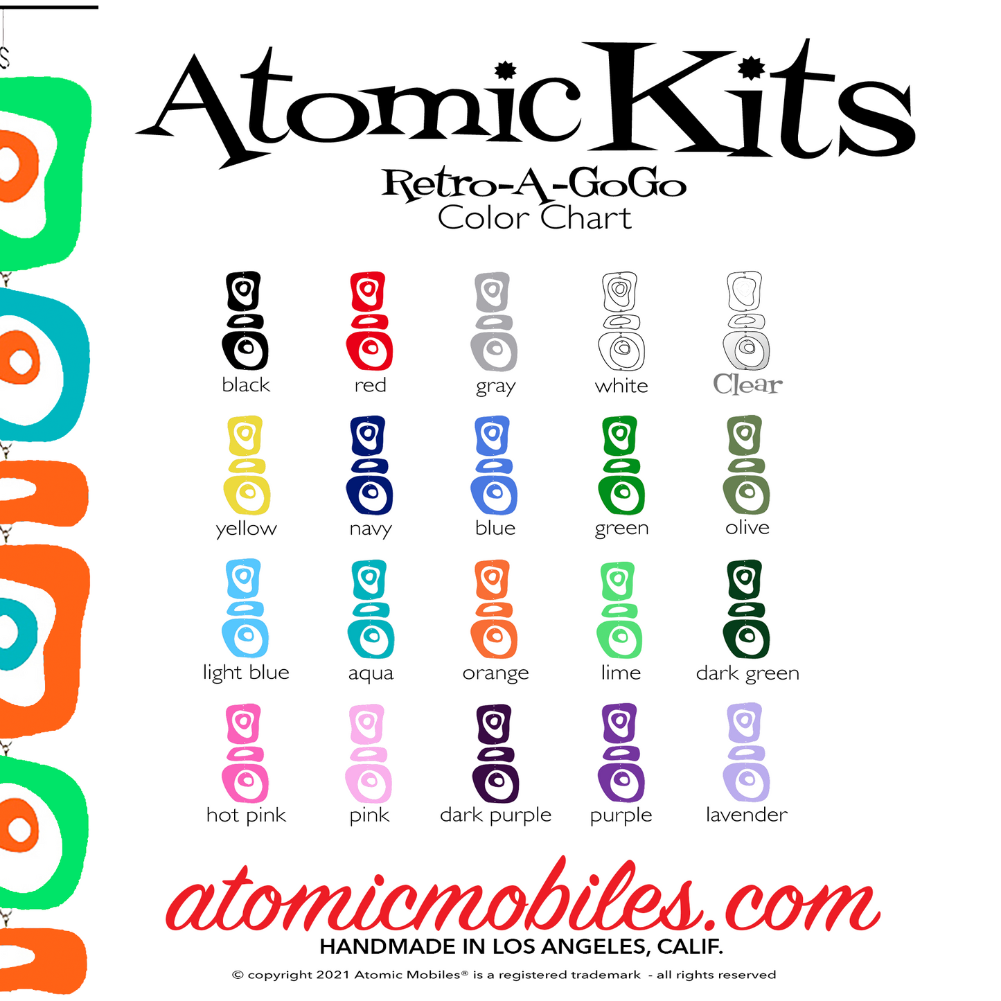 Retro-A-GoGo Atomic Kits Color Chart by AtomicMobiles.com