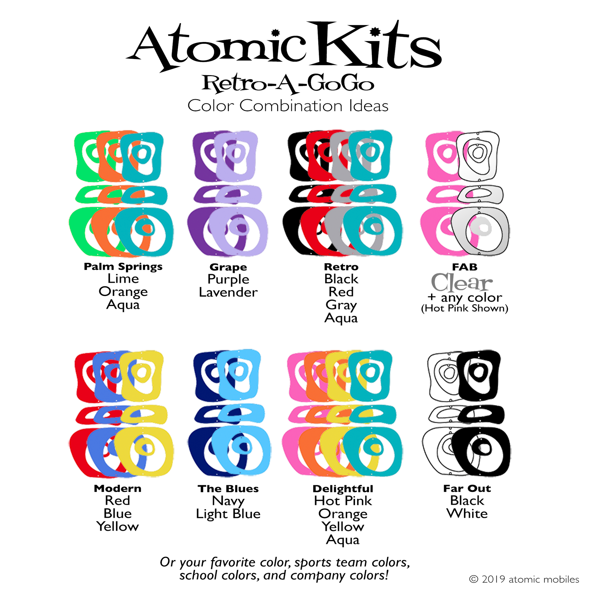 Retro-A-GoGo Atomic Kits Color Combination Ideas by AtomicMobiles.com