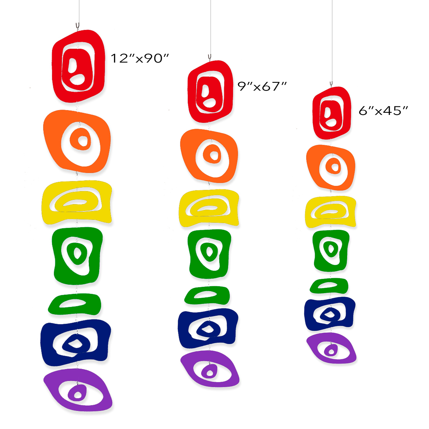 LGBTQ Rainbow Pride Vertical Hanging Art Mobiles in 3 sizes by AtomicMobiles.com