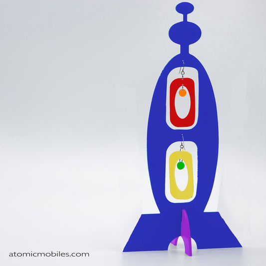 LGBTQ Rainbow Pride Tabletop Sculpture + Earrings in Blue by AtomicMobiles.com