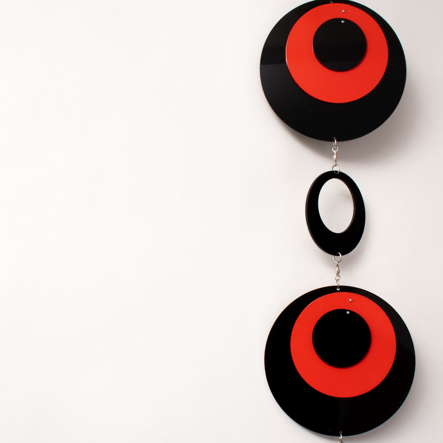 POPdots in black and red closeup - wall art mobiles by atomicmobiles.com