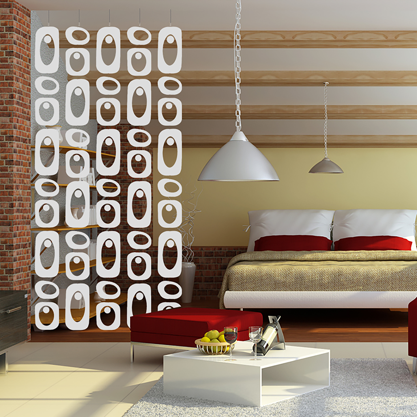 White Beatnik Party Room Divider in modern bedroom - room dividers by AtomicMobiles.com