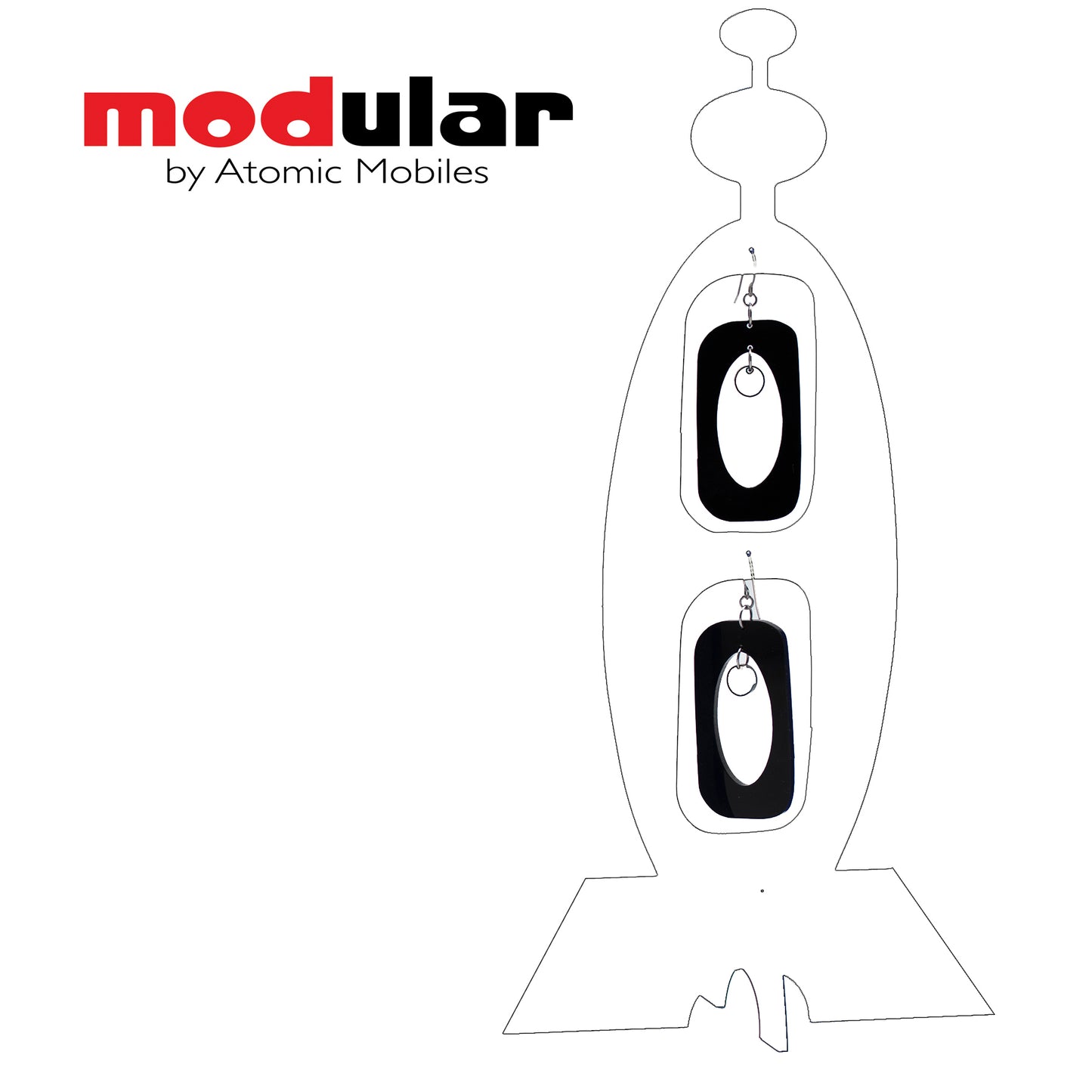 MODular Earrings + Stabile modern art sculpture in White and Black by AtomicMobiles.com