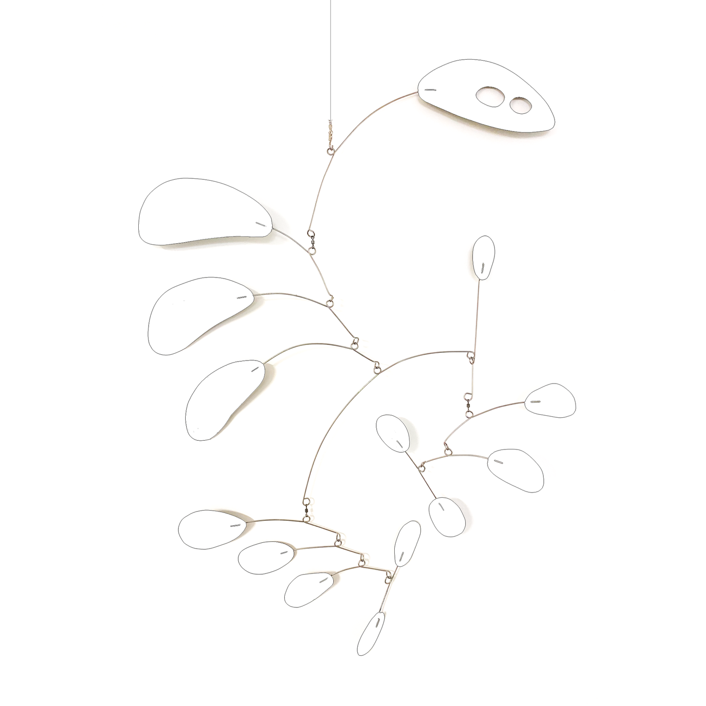 CoolCat mid century modern inspired hanging kinetic art mobile in all white by AtomicMobiles.com