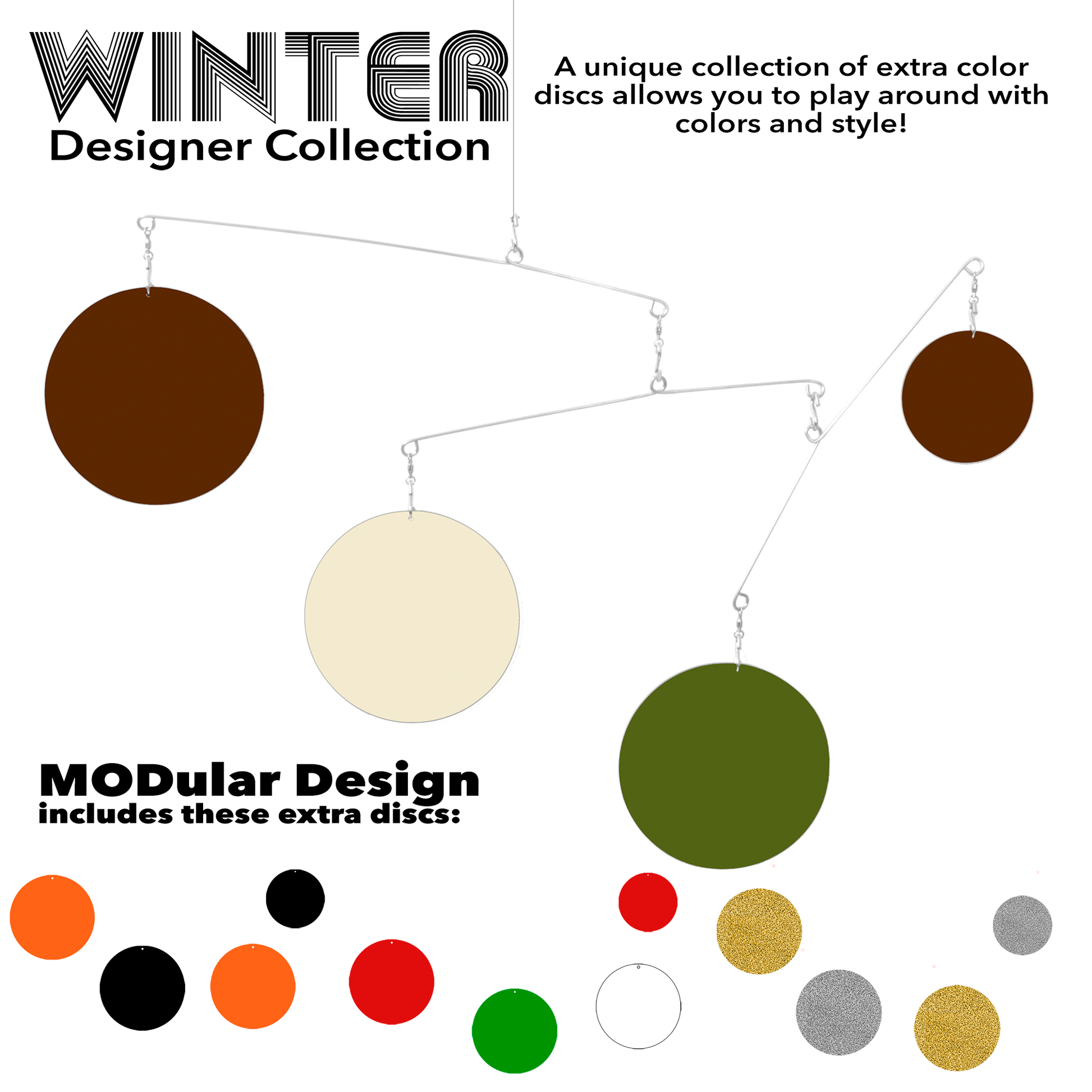 Winter Designer Collection Atomic Mobile - MODular Design -  extra circles to change out the colors anytime you wish - by AtomicMobiles.com