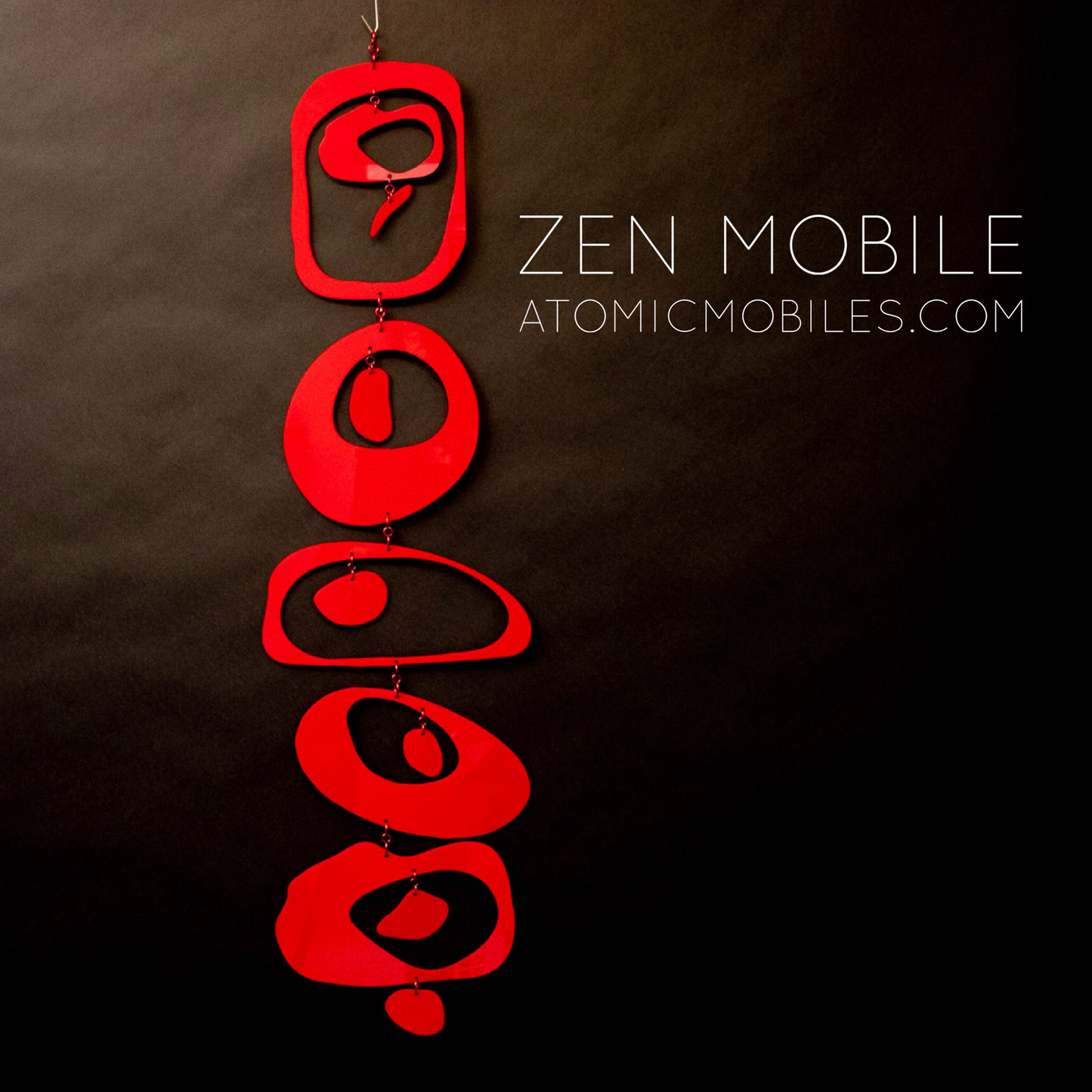 Zen Mobile in Red by AtomicMobiles.com - calm kinetic sculpture inspired by rock balancing