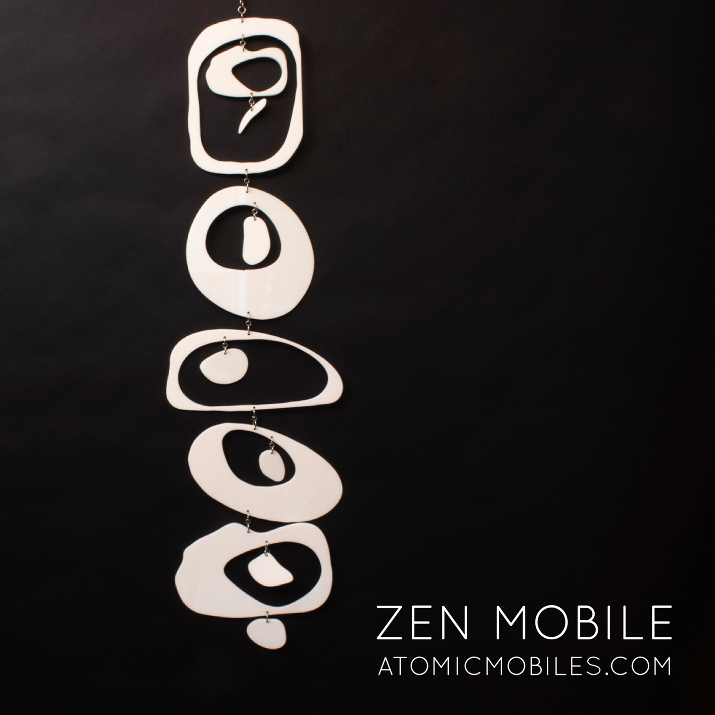 Zen Mobile in White by AtomicMobiles.com - calm kinetic sculpture inspired by rock balancing